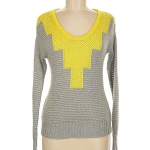 Belle Du Jour colorblock sweater size medium gray and yellow